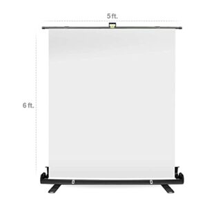 Julius Studio (Pull-up Type) 5 x 6.2 ft. / 60 x 75 inch White Screen, Collapsible Pure White Background, Pull Up Roll Down Auto Locking, No Wrinkle, Portable Handle Grip, Easy Install & Fold, JSAG665