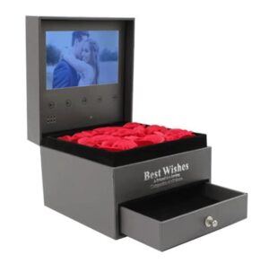 depuda usb upload video luxury jewelry flower box video player gift box lcd screen advertising marketing digital brochure card box
