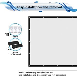 Projector Screen 120 inch,16:9 4K Portable Foldable Movie Screen, Anti-Crease Free of Punch Cleanable Traceless Double-Sided Indoor and Outdoor Projection Screen for Home,Party,Camping,Office