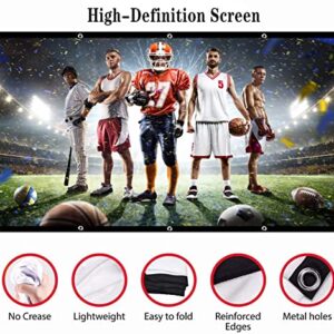 Projector Screen 120 inch,16:9 4K Portable Foldable Movie Screen, Anti-Crease Free of Punch Cleanable Traceless Double-Sided Indoor and Outdoor Projection Screen for Home,Party,Camping,Office