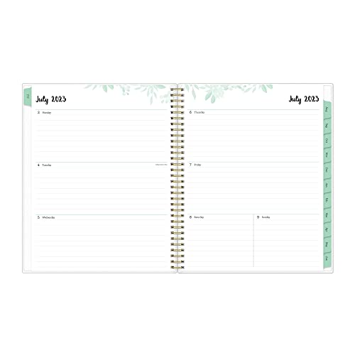 Blue Sky 2023-2024 Academic Year Weekly and Monthly Planner, 8.5" x 11", Frosted Flexible Cover, Wirebound, Laurel (144723)