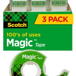 Scotch Magic Tape, 3 Rolls, Great for Gift Wrapping, Numerous Applications, Invisible, Engineered for Repairing, 3/4 x 300 Inches (3105)