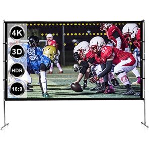 movie projector screen with stand foldable portable outdoor indoor movie screen for home theater recreational projection screen 16: 9 hd 86 inch gifts
