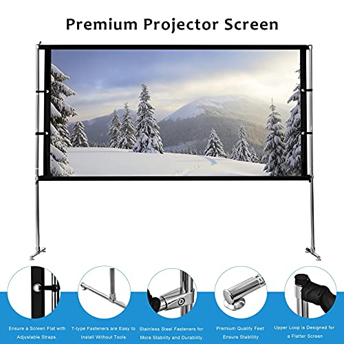 Movie Projector Screen with Stand Foldable Portable Outdoor Indoor Movie Screen for Home Theater Recreational Projection Screen 16: 9 HD 86 Inch Gifts