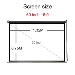 Annibells Manual Pull Down Projector Screen 60inch Video Projection Screens Outdoor Indoor Easy to Install 3D 4K 16:9/4:3 HD Movie Screen for Home Party Office Gaming-16:9