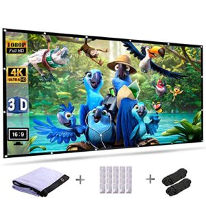 projection screen 120 inch 16:9 hd foldable anti-crease portable outdoor indoor projector movies screen wall mount for home theater support front and rear projection