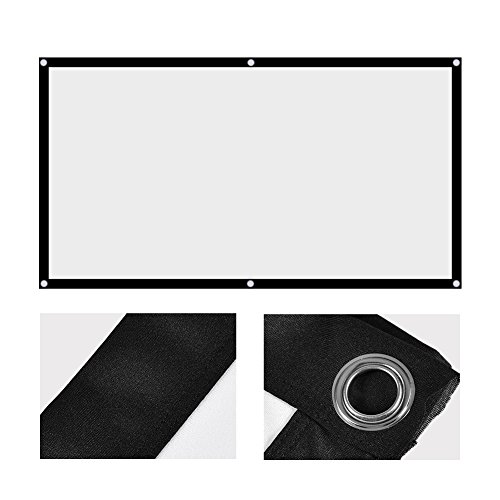 Zopsc 60-120 Inch Foldable Projection Curtain Non-Crease 16:9 White Cinema Projector Screen Portable, for Outdoor Camping Movie, Open-air Cinema, etc(60in)