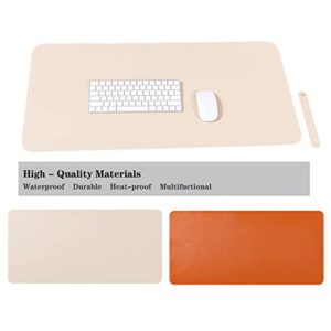 Dual Sided Leather Desk Pad,PU Desk mat,Waterproof Desk Protector,Desk Mouse Pad for Office/Home/Gaming/Decor(Apricot+Orange,23.6"x 11.8")