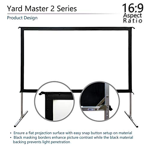 Projector Screen Yard Master 2 Series by Elite Screens | 120” (inch) Portable Outdoor or Indoor Front Projection with Stand | 16:9 4K/8K Ultra HD 3D Fast Folding Easy Snap Home Theater Cinema Movie