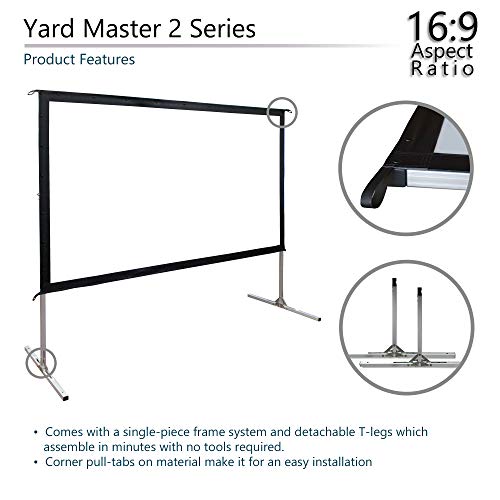 Projector Screen Yard Master 2 Series by Elite Screens | 120” (inch) Portable Outdoor or Indoor Front Projection with Stand | 16:9 4K/8K Ultra HD 3D Fast Folding Easy Snap Home Theater Cinema Movie