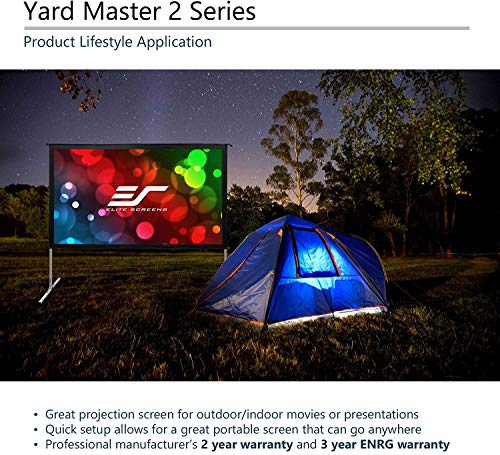 Projector Screen Yard Master 2 Series by Elite Screens | 120” (inch) Portable Outdoor or Indoor Front Projection with Stand | 16:9 4K/8K Ultra HD 3D Fast Folding Easy Snap Home Theater Cinema Movie