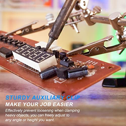 AORAEM LED Light Helping Hands Magnifier Station,2.5X 7.5X 10X Magnifying Glass Soldering with Clamp and Alligator Clips Desktop Magnifer Stand for Craft Carving Jewelry