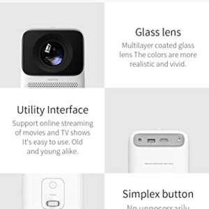 Global Version Wanbo T2 MAX Projector 1080P Mini LED Portable WiFi 5000Lux Full HD Projector 4K Android 9.0 1GB RAM 16GB ROM1920*1080P Keystone Correction for Home