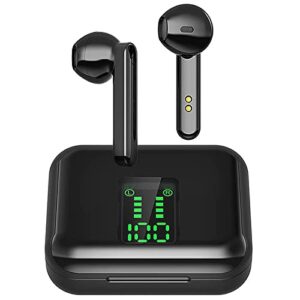 wireless earbuds, led bluetooth 5.1 earbuds hifi sterero, ipx5 waterproof touch control true wireless earbuds with microphone, bluetooth headphones for sport and working black