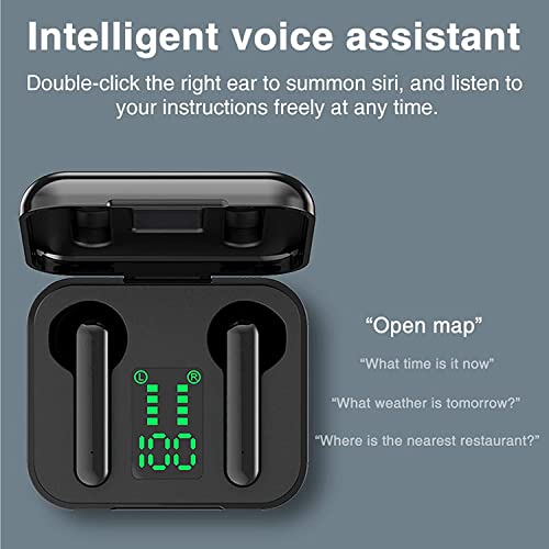 Wireless Earbuds, LED Bluetooth 5.1 Earbuds HiFi Sterero, IPX5 Waterproof Touch Control True Wireless Earbuds with Microphone, Bluetooth Headphones for Sport and Working Black