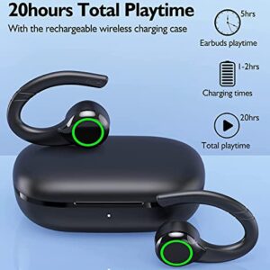 Wireless Earbuds Bluetooth 5.2 Wireless Sports Bluetooth Earphones in Over Ear Headphones with Earhooks Built-in Mic Headset for iPhone 14 Pro Max Android Running Outdoor Workout Sports