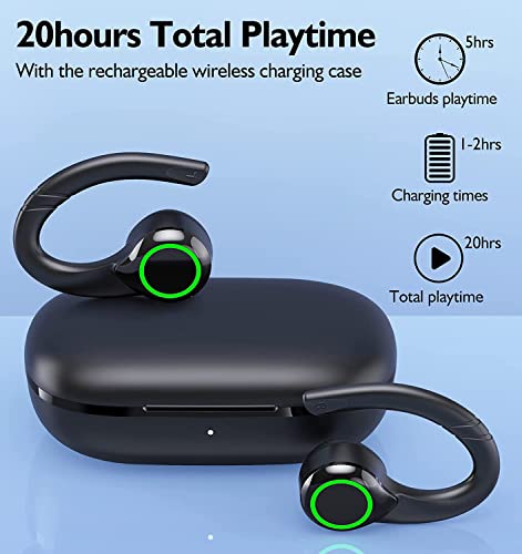 Wireless Earbuds Bluetooth 5.2 Wireless Sports Bluetooth Earphones in Over Ear Headphones with Earhooks Built-in Mic Headset for iPhone 14 Pro Max Android Running Outdoor Workout Sports