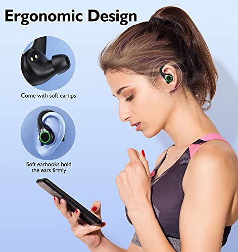 Wireless Earbuds Bluetooth 5.2 Wireless Sports Bluetooth Earphones in Over Ear Headphones with Earhooks Built-in Mic Headset for iPhone 14 Pro Max Android Running Outdoor Workout Sports