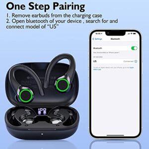 Wireless Earbuds Bluetooth 5.2 Wireless Sports Bluetooth Earphones in Over Ear Headphones with Earhooks Built-in Mic Headset for iPhone 14 Pro Max Android Running Outdoor Workout Sports