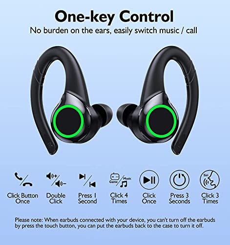 Wireless Earbuds Bluetooth 5.2 Wireless Sports Bluetooth Earphones in Over Ear Headphones with Earhooks Built-in Mic Headset for iPhone 14 Pro Max Android Running Outdoor Workout Sports