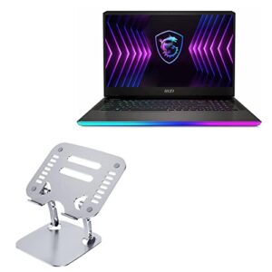 boxwave stand and mount compatible with msi raider ge77hx (17.3 in) – executive versaview laptop stand, ergonomic adjustable metallic laptop stand for msi raider ge77hx (17.3 in) – metallic silver