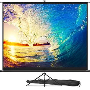 projector screen with stand 120 inch – indoor and outdoor projection screen for movie or office presentation – 4:3 hd premium wrinkle-free tripod screen
