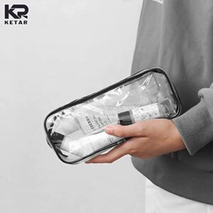 Portable Clear Pencil Pouches Zippered - 2Pcs Pencil Cases Clear Plastic Zipper Pouch Small, Travel Makeup Bag for Women - Toiletry Bag Clear Plastic Zippered Pouches Organizer, Pencil Pouch for Kids