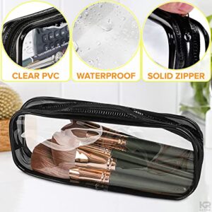 Portable Clear Pencil Pouches Zippered - 2Pcs Pencil Cases Clear Plastic Zipper Pouch Small, Travel Makeup Bag for Women - Toiletry Bag Clear Plastic Zippered Pouches Organizer, Pencil Pouch for Kids