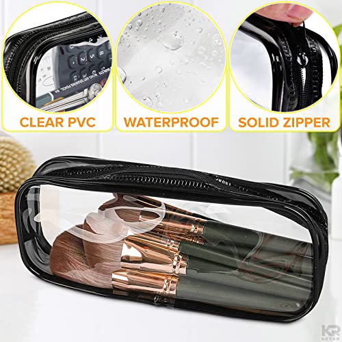 Portable Clear Pencil Pouches Zippered - 2Pcs Pencil Cases Clear Plastic Zipper Pouch Small, Travel Makeup Bag for Women - Toiletry Bag Clear Plastic Zippered Pouches Organizer, Pencil Pouch for Kids