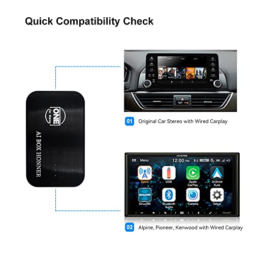 OneCarStereo CarPlay Ai Box and Android Auto Wireless Adapter Dongle, The Magic Box CarPlay Support YouTube Netflix Disney+, Download Apps with WiFi, Multimedia Video Box Built-in GPS BT HDMI