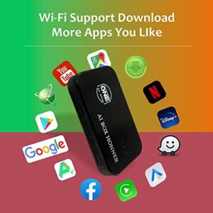 OneCarStereo CarPlay Ai Box and Android Auto Wireless Adapter Dongle, The Magic Box CarPlay Support YouTube Netflix Disney+, Download Apps with WiFi, Multimedia Video Box Built-in GPS BT HDMI