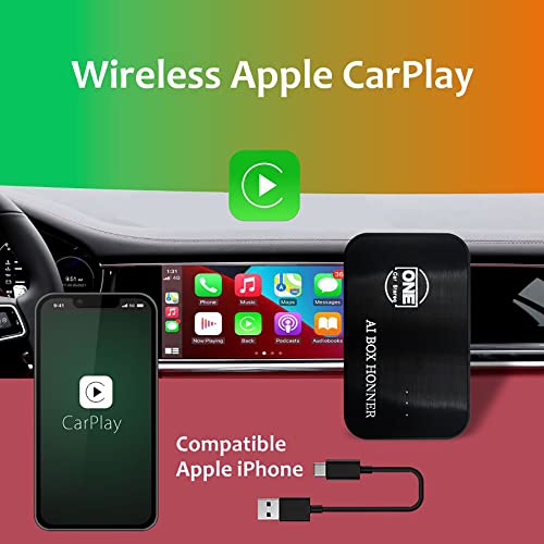OneCarStereo CarPlay Ai Box and Android Auto Wireless Adapter Dongle, The Magic Box CarPlay Support YouTube Netflix Disney+, Download Apps with WiFi, Multimedia Video Box Built-in GPS BT HDMI