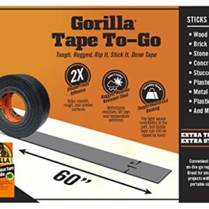 Gorilla Tape, Mini Duct Tape to-Go, 1" x 10 yd Travel Size, Black, (Pack of 2)