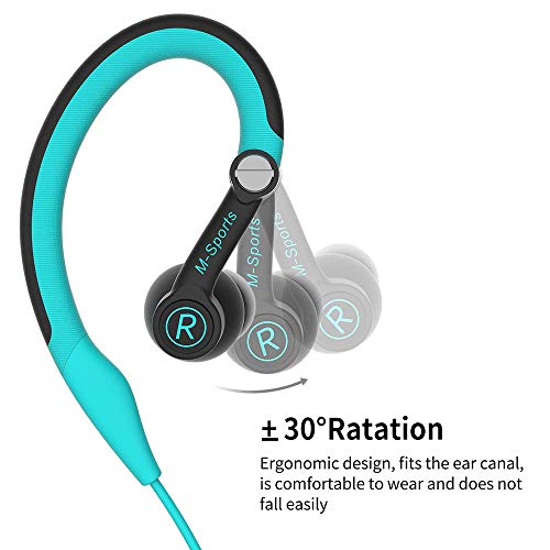 Mucro Wired Earbuds Sport Headphones Over Ear Earhooks Sweatproof in Ear Running Earphones for Workout Jogging Gym Headphones for iPhone iPod Samsung