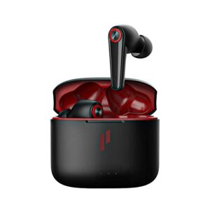 cowon gala – hybrid active noise cancelling bluetooth 5.2, true wireless earbuds with wireless charging case, ipx4, one-touch change mode, built in 3 microphones, auto pairing (red black)