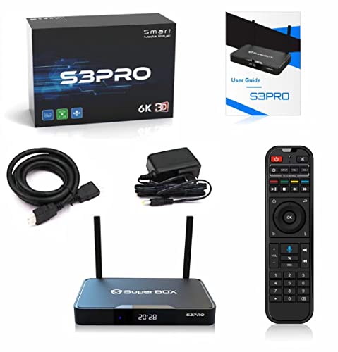 Authorized Seller 2023 Newest Super Box S3 PRO TV Box with Voice Remote，Detailed Install Instructions (2GB RAM + 32GB ROM)