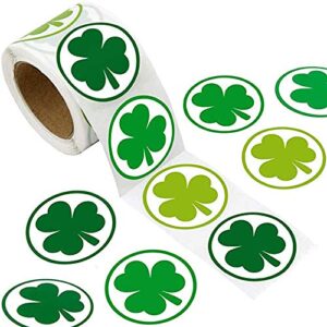 mocossmy st patrick’s day stickers decoration,500 pcs shamrock clover lucky stickers roll self adhesive labels irish crafts for st patrick’s day envelopes gifts bags boxes cards party favors supplies