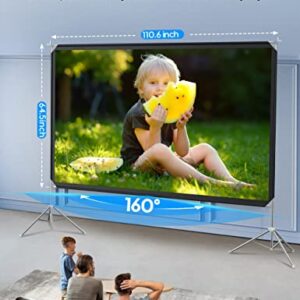 Projector Screen and Stand - Velcolt Outdoor Projector Screen 100 inch, 16:9 4K HD Foldable Portable Outdoor Movie Screen Pull Down with Carry Bag for Indoor Outdoor Camping Backyard Home Theater