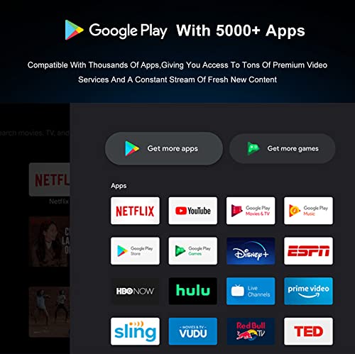 Google Certified Android 11.0 TV Box 2GB RAM 16GB ROM, Netflix 4K, Prime Video 4K, YouTube 4K, Disney+ 4K, 2.4G/5G WiFi, BT5.0, IR Remote Control, Media Player, Chromecast