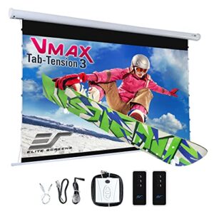 elite screens vmax tab tension 3 series, 110-inch electric motorized projector screen cinewhite isf material movie home theater, vmaxt110xwh3