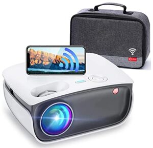 mini wifi projector hd, 4000 lumen portable home theater projector with 100″ screen & carry bag, support 1080p & 200″ display, compatible with ios/android/pc/tv stick
