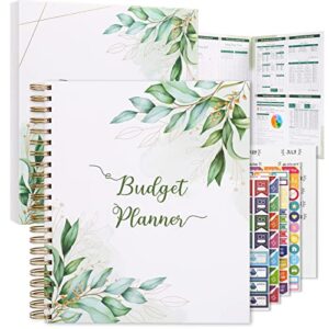 soligt 8.5 x 11 inches large budget planner and monthly bill organizer – premium hardcover budget book with 12 pockets – monthly budget planner for savings, debt, expense tracking – budget tracker with stickers