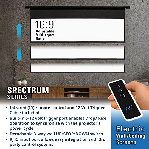 Elite Screens 150" Spectrum Electric Motorized Projector Screen Diag 16:9, 4K/8K Ready Drop Down