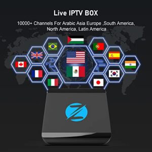 IPTV Box with 10000+ Channels Sports,Kids,News,Movies,Series,24/7 Live Channels and More,4K 2GB RAM 16GB ROM Supports Dual Band Wi-Fi&Bluetooth