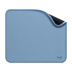 logitech mouse pad – studio series, computer mouse mat with anti-slip rubber base, easy gliding, spill-resistant surface, durable materials, portable, in a fresh modern design, blue grey