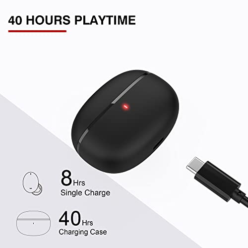 TRANYA T20 Wireless Earbuds, Premium Sound with Deep Bass, 8H Playtime, 4-Microphones Design for Call, Bluetooth Earbuds with Low Latency Game Mode, IPX7 Waterproof Headphones for Sports, Black