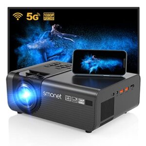 smonet wifi bluetooth native 1080p mini projector 4k supported 9500l movie projector for ourdoor use home video led phone projector compatible with phone tv stick laptops pc hdmi vga usb tf dvd