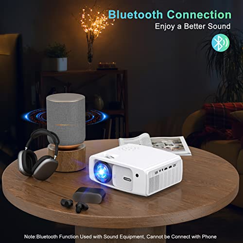 Projector Native 1080P WiFi Bluetooth Projector, 300" Portable Video Projector with Screen and Tripod, Support 4P/4D Keystone Correction, Movie Projector Compatible with TV Stick, PS5, Smartphone