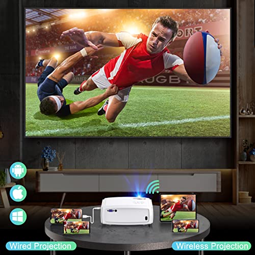 Projector Native 1080P WiFi Bluetooth Projector, 300" Portable Video Projector with Screen and Tripod, Support 4P/4D Keystone Correction, Movie Projector Compatible with TV Stick, PS5, Smartphone