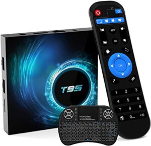 android 10.0 tv box t95 2gb ram 16 rom allwinner h616 quad-core smart android box with wireless mini keyboard, support 6k/3d/h.265 10/100 ethernet lan 2.4/5.0ghz dual wifi bluetooth 5.0